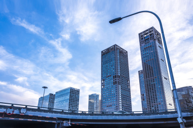 中国北京国贸SOHO摩天大楼建筑仰视风光