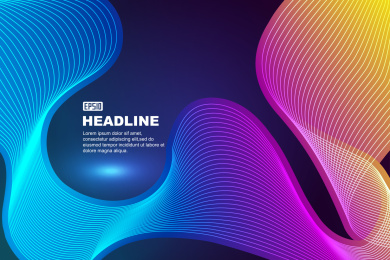 炫彩渐变发光波浪线抽象背景