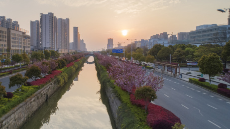 航拍安徽郎溪县城
