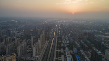 航拍安徽郎溪县城