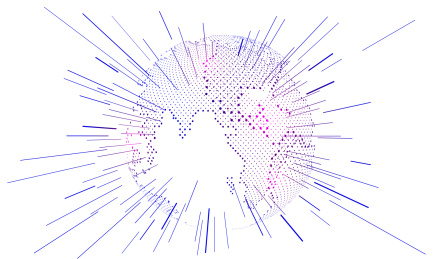点阵组成的抽象地球，未来科技感的地球，代表高科技、大数据和物联网 