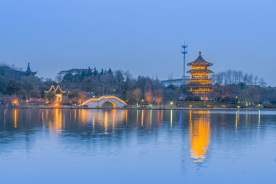 泰州凤城河的夜景