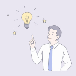 线条风格上班族脑力激荡与灯泡意象