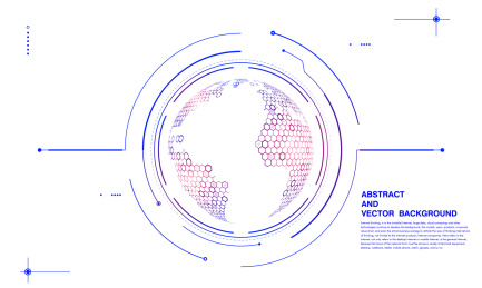 虚拟科技界面，六边形网格矢量地球