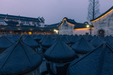 中国浙江乌镇夜景风光