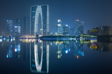 中国苏州工业园区夜景风光