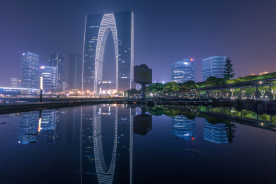 中国苏州工业园区夜景风光