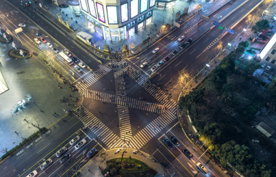 aerial view looking straight down on to los ange