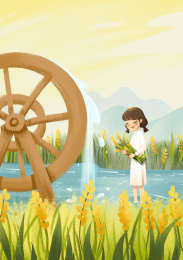 小满农作中的少女