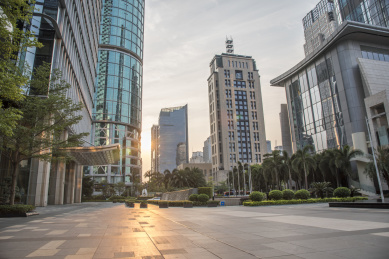 中国深圳城市晚霞风光