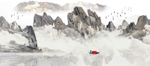  中国风意境水墨山水画古风山水装饰画