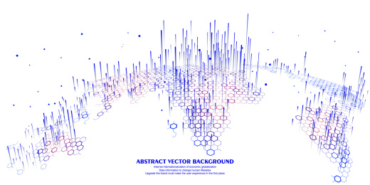 六边形网格组成的地球 代表了互联网、大数据和云计算