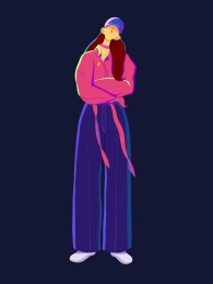 酷酷的粉色上衣女孩