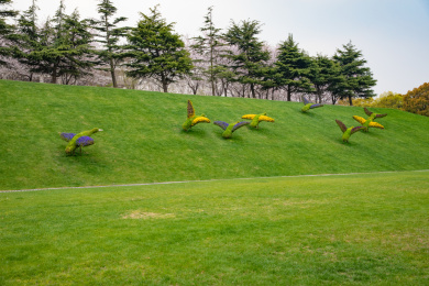 有植物雕塑装置的园林景观