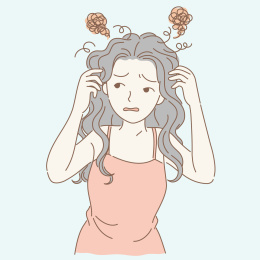 女人心烦意乱，抓着头发