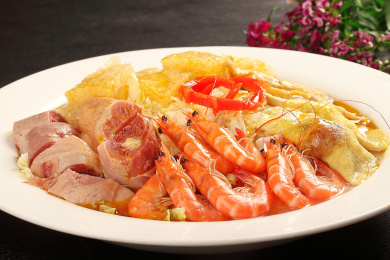 中国温州的一道热菜——大佬倌蒸三鲜