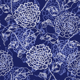 深蓝底服装线条花卉印花图案