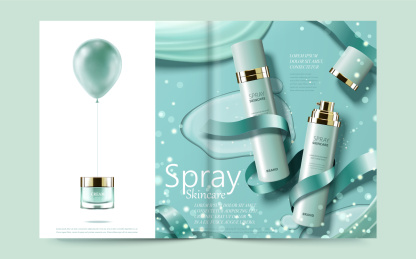 清爽蓝绿色美妆杂志