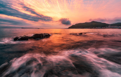 深圳南澳海贝湾海岸晚霞