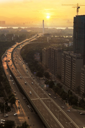 南京应天大街立交日落