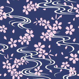 无缝线条和风樱花印花背景图案