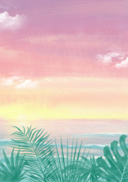 粉色天空日出日落大海热带植物Pink Sky Sunrise Sunset Sea