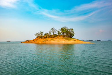 Aerial View of Nam Ngum Lake (Reservoir), Vientiane Province, Laos, Southeast Asia