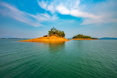 Aerial View of Nam Ngum Lake (Reservoir), Vientiane Province, Laos, Southeast Asia