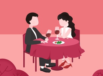 晚餐约会中的男女情侣