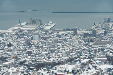 冬季日本北海道天狗山俯瞰