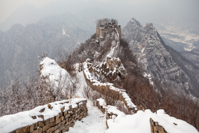 北京冬季箭扣长城雪景