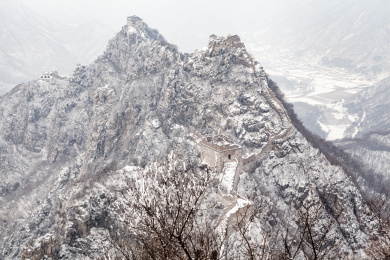 北京冬季箭扣长城雪景