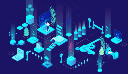 智能生活的科技感渐变插画