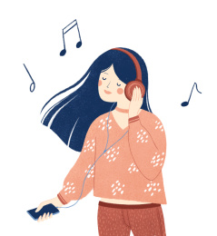 拿手机听歌的女孩