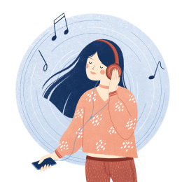 听音乐的少女