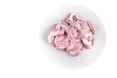 特写背景分离盘装猪肠子