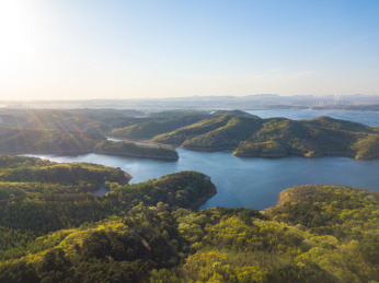 萨尔浒风景区大伙房水库全景航拍
