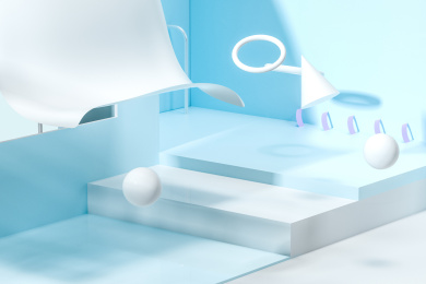 三维渲染，浅色创意室内空间