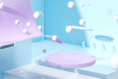 三维渲染，浅色创意室内空间