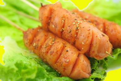 一盘台湾香肠热狗 串