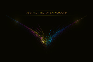 抽象翅膀图案由炫彩动态粒子构成