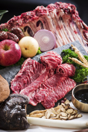 Balanced diet food background. Organic food for healthy nutrition superfoods meat fish legumes nuts seeds and greens