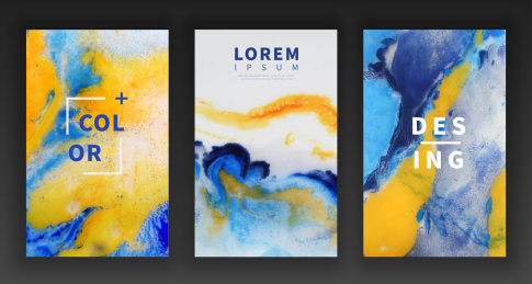 抽象流体艺术装饰画之黄蓝撞色