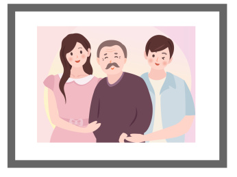 温馨父女全家福插画