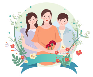 母亲与儿女文艺插画