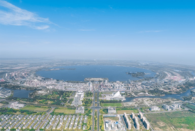 上海浦东南汇嘴滴水湖临港新城航拍