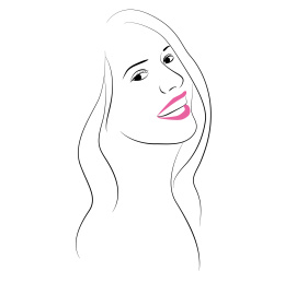 手绘的简约的线条艺术素描年轻时尚女性人物