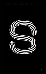 立体抽象线条字母s黑白矢量图