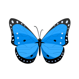 手绘卡通昆虫蓝色蝴蝶插画