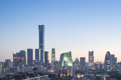 北京国贸CBD城市天际线夜景